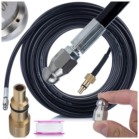 Tubo Alta Pressione 20m Con Ugello Sostitutivo - Compatibile Con Idropulitrici Lavor - Pressione Max 200 Bar, Filettatura 1/4"" - Foto 1