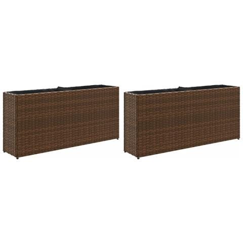 Fioriere da Giardino con 2 Vasi Marrone 90x20x40 cm Polyrattan - Foto 1