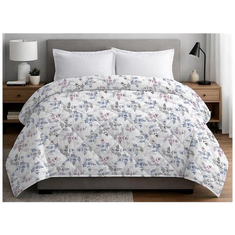 Trapuntino Piumino Estivo Primaverile 100gr Mq Leggero Disegno Petalo Matrimoniale Azzurro - Foto 1