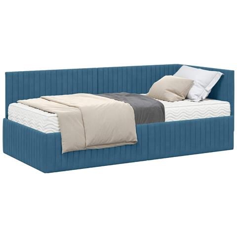 Struttura Letto Angolare con Materasso 2 pcs Blu Velluto - Foto 1
