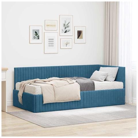 Struttura Letto Angolare con Materasso 2 pcs Blu Velluto - Foto 2