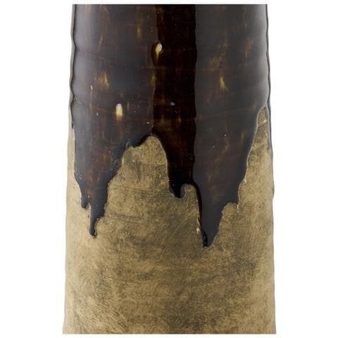Vaso In Ceramica Marrone Con Smalto A Colatura Ø12,5×48 Cm - Foto 2