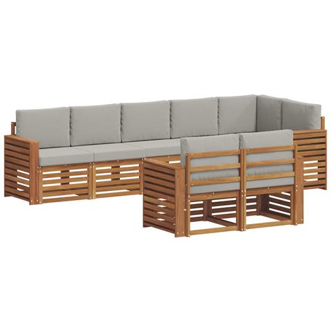 Set divani con cuscino 8 pcs Grigio Naturale e Chiaro - Foto 1