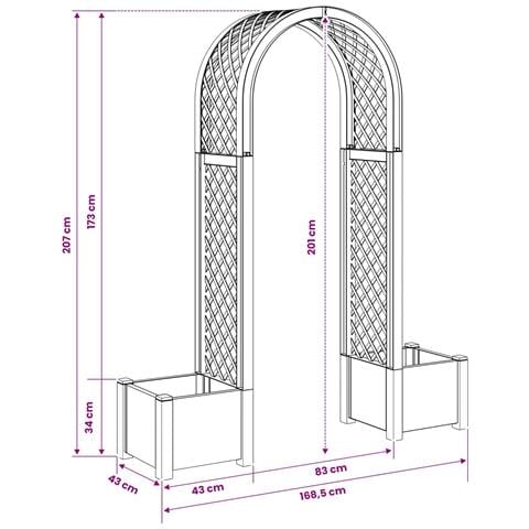 Arco di Rose con Vaso Antracite 168,5 x 43 x 207 cm PP - Foto 6