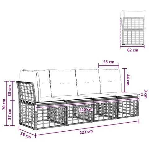Divano da Giardino 4 Posti con Braccio Sinistro 4 pcs - Foto 9