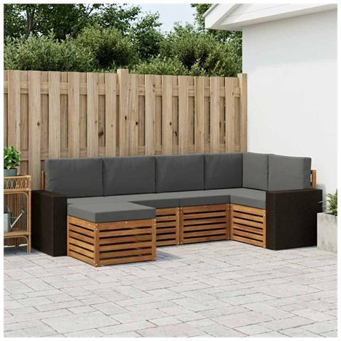 Set divano sezionale con cuscino 6 pcs Naturale e Antracite - Foto 2