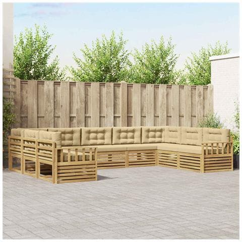 Set di divani da esterno con cuscino 9 pcs Bianco e Beige - Foto 2