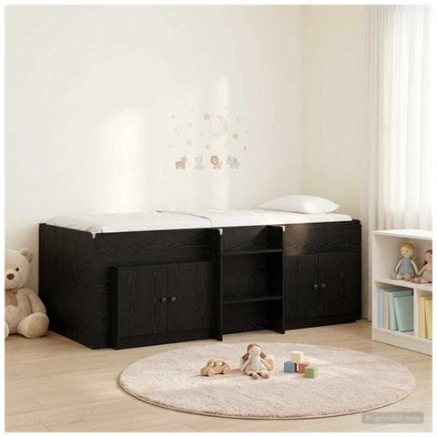 Struttura Letto Loft con Mobile 3 pcs Nero Legno multistrato - Foto 2