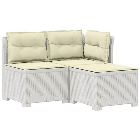 Divano da giardino 3 posti con cuscini in look rattan PP Bianco - Foto 1