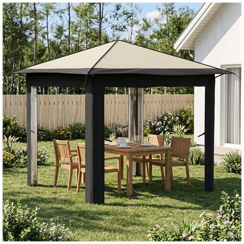 Gazebo senza Parete 2,6 x 2,6 m Crema e Antracite - Foto 2
