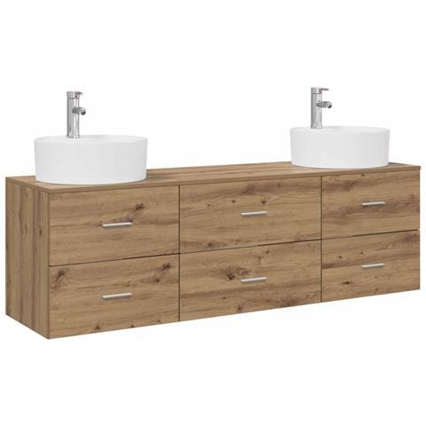 Set di Armadi da Bagno 3 pz Rovere Artigianale - Foto 1