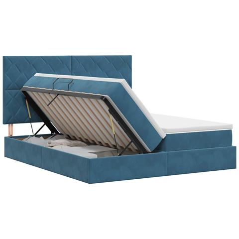 Letto con Contenitore Blu Scuro 200 x 200 cm Velluto - Foto 1