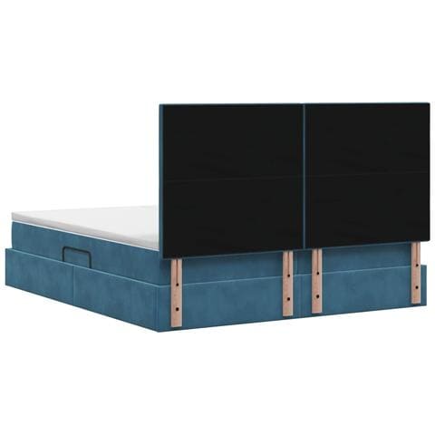 Letto con Contenitore Blu Scuro 200 x 200 cm Velluto - Foto 9