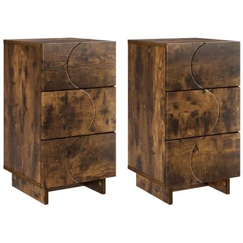 Comodino 2 pz Rovere Fumé 33,5 x 34,5 x 60 cm Legno composito - Foto 1