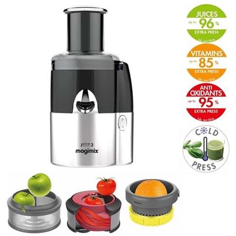 Estrattore di Succo a Freddo Multifunzione Juice Expert 3 Potenza 400 Watt Colore Nero / Cromo - Foto 5