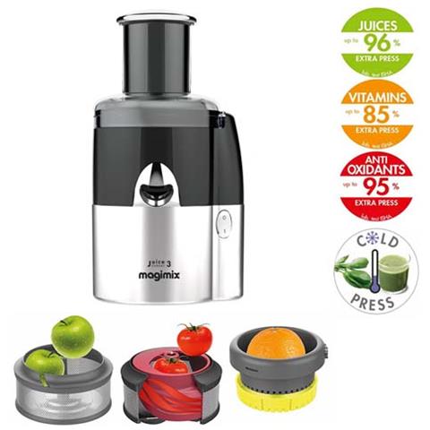 Estrattore di Succo a Freddo Multifunzione Juice Expert 3 Potenza 400 Watt Colore Nero / Cromo - Foto 2