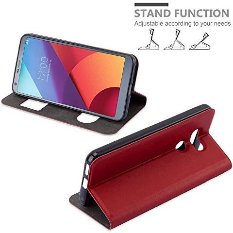 Custodia Compatibile Con Lg G6 In Rosso Zafferano - Coperchio Protettivo Con Chiusura Magnetica, Funzione Stand E 2 Finestre Di Visualizzazione - Foto 2