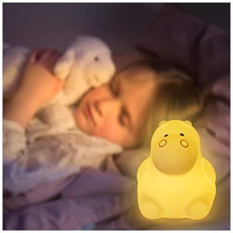 Luce Di Notte Per I Bambini Lampada Da Comodino Per I Bambini Lampada Scuola Materna Del Bambino Per Lallattamento Al Seno Sicuro Pausa Resistente Cura Degli Occhi Luminosit Regolabile E Colori Touch Control Bambino Regalo Camera Da Letto (hippo) - Foto 2
