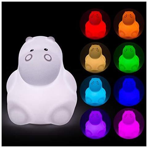 Luce Di Notte Per I Bambini Lampada Da Comodino Per I Bambini Lampada Scuola Materna Del Bambino Per Lallattamento Al Seno Sicuro Pausa Resistente Cura Degli Occhi Luminosit Regolabile E Colori Touch Control Bambino Regalo Camera Da Letto (hippo) - Foto 4