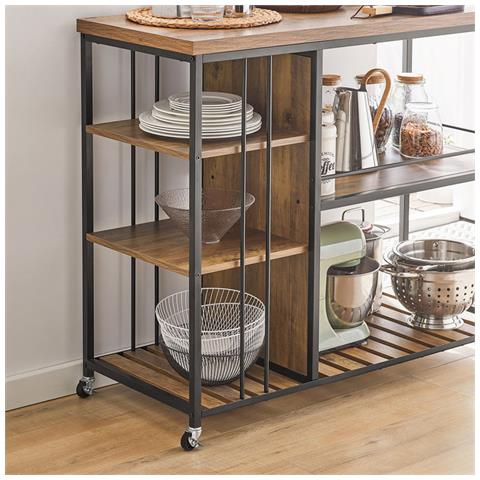 Carrello Da Portata Con 5 Ripiani Carrello Laterale Carrello Da Cucina Ripiano Per Microonde 110x45x92cm Svw18-f - Foto 5