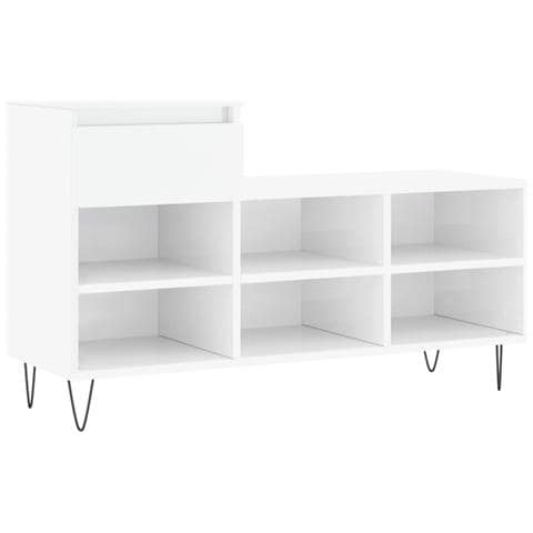 Scarpiera Bianco Lucido 102x36x60 Cm In Legno Multistrato - Foto 1
