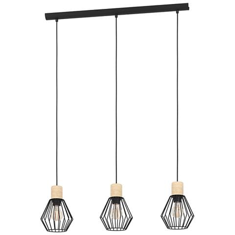 Lampadario Industrial Palmorla 3 Luci Metallo Nero E Marrone - Foto 1