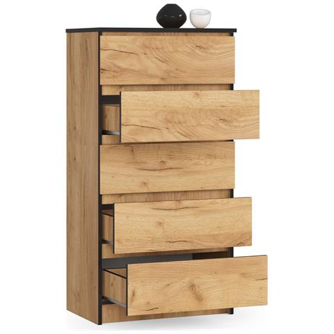Cassettiera K60, 5 cassetti, 60x40x121 cm, Colore Quercia Craft - Foto 2