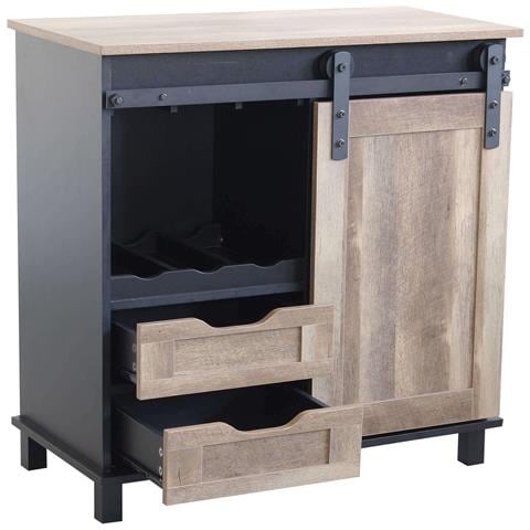 Mobile Credenza Da Interno Bar Pub In Acciaio E Legno Con 2 Cassetti Ed 1 Anta Scorrevole Linea Industrial - Foto 2