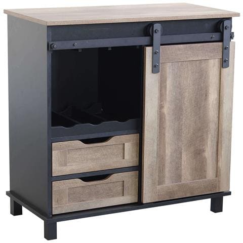 Mobile Credenza Da Interno Bar Pub In Acciaio E Legno Con 2 Cassetti Ed 1 Anta Scorrevole Linea Industrial - Foto 1