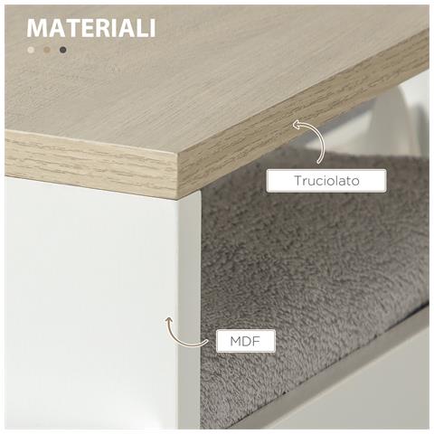 Carrello Bagno Salvaspazio A 3 Ripiani Con Rotelle E Maniglia In Legno, 48x15x80cm, Bianco - Foto 6