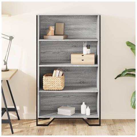Libreria Grigio Sonoma 80x31x137,5 Cm In Legno Multistrato - Foto 3
