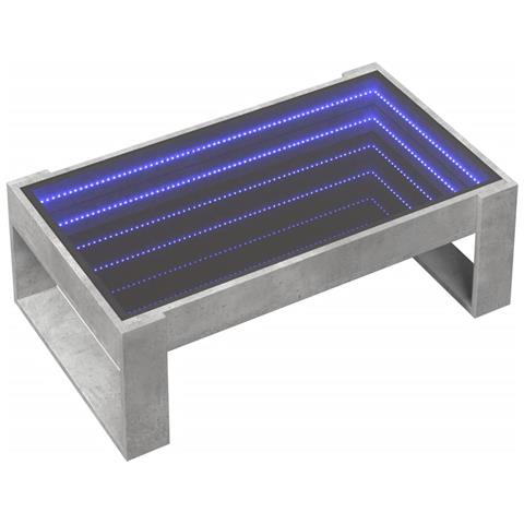 Tavolino Da Salotto Con Led Infinity Grigio Cemento 90x53x30 Cm - Foto 3