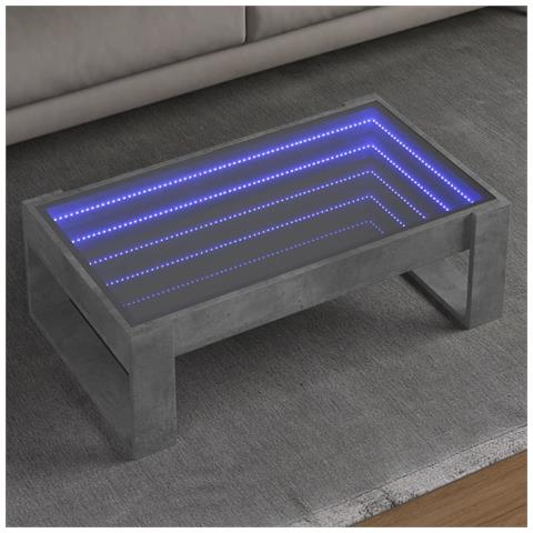 Tavolino Da Salotto Con Led Infinity Grigio Cemento 90x53x30 Cm - Foto 1