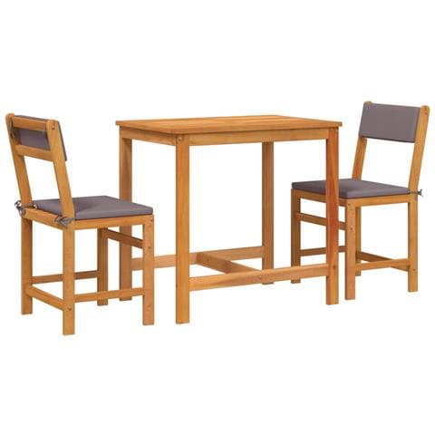 Set da Balcone 3pz con Cuscini in Legno Massello di Acacia - Foto 1