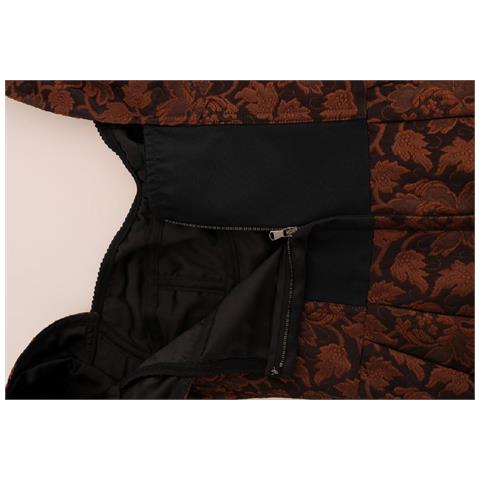 Abito A Trapezio In Broccato Floreale Marrone Nero - It40-s - Foto 5