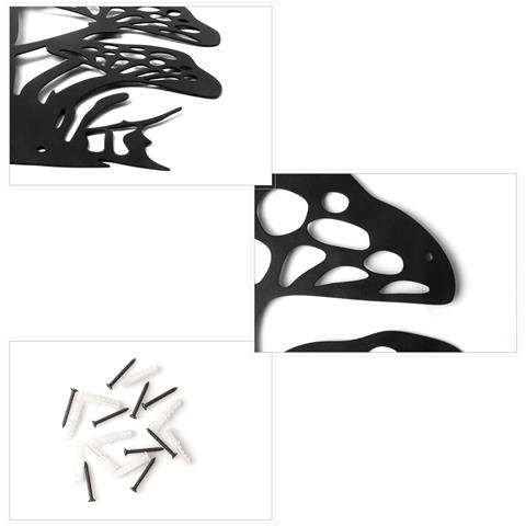 Elegante Decorazione Murale In Metallo A Forma Di Fungo Nera 43x33 Cm Per Interni - Foto 7