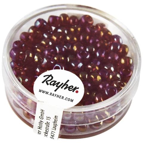 Rayher - 17 Grammi - Perline In Vetro Rotonde Con Foro Argentato Ø4mm - Colore Rosso Vino - Foto 1