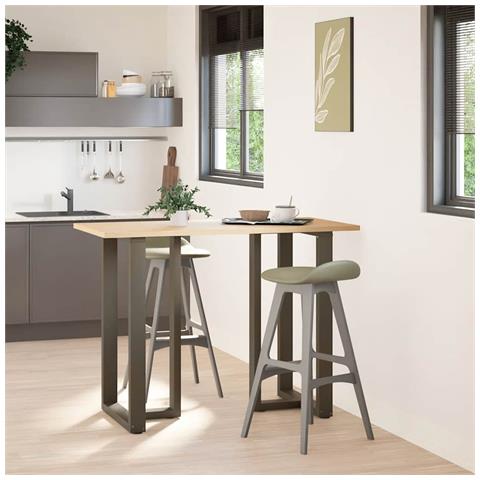 Gambe Tavolo Bar A T 2 Pz Naturale 60x35x(100-101) Cm Acciaio - Foto 2