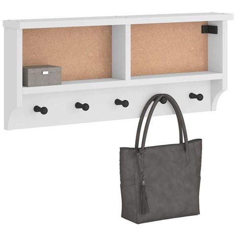 Appendiabiti Da Parete Sandnes Bianco 87x12x35 Cm Legno Di Pino - Foto 1