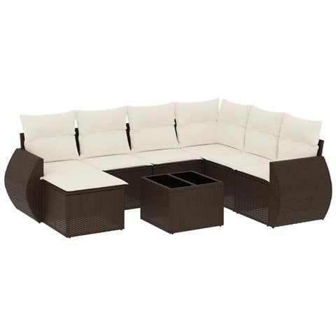 Set Divani Da Giardino 8 Pz Con Cuscini Marrone In Polyrattan - Foto 2