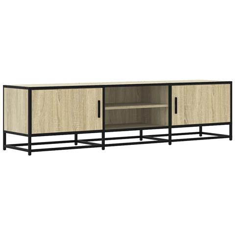 Mobile Tv Rovere Sonoma 160x35x41cm Legno Multistrato E Metallo - Foto 2