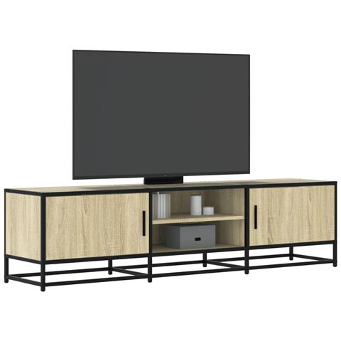 Mobile Tv Rovere Sonoma 160x35x41cm Legno Multistrato E Metallo - Foto 1