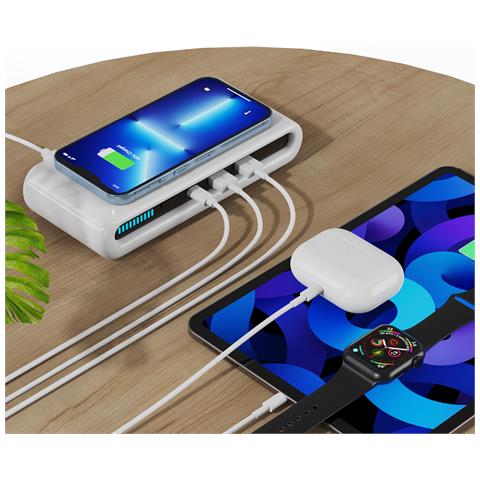 Stazione Di Ricarica Wireless Qi 15w Con Porte Di Ricarica Usb: 2 Uscite Usb E Uscita Usb-c. - Foto 2