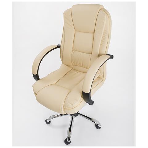 Poltrona Da Ufficio Sedia Girevole Da Scrivania In Ecopelle Traspirante Color Beige Modello Cover - Foto 1