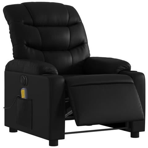 Lusso Casadino -  Poltrona Massaggiante Reclinabile Elettrica Nera In Similpelle - Foto 2