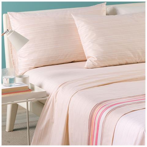 Completo Lenzuola Atlanta In Cotone Colore Rosa Misura Matrimoniale - Foto 2