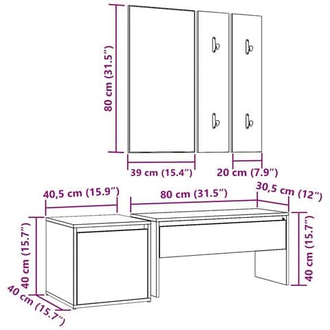 Set di Mobili da Corridoio Rovere Artigianale Legno Multistrato - Foto 8