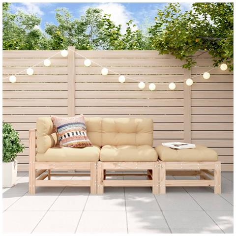 Set Salotto da Giardino 3 pz in Legno Massello di Pino - Foto 2