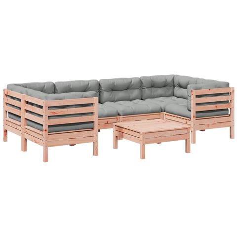 Set Divani Giardino 7 pz Cuscini Legno Massello Abete Douglas - Foto 1