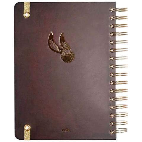 Blocco Note A5 Rigido A Spirale Motivo Occhiali Con Elastico Di Chiusura, Marrone Scuro - Foto 2